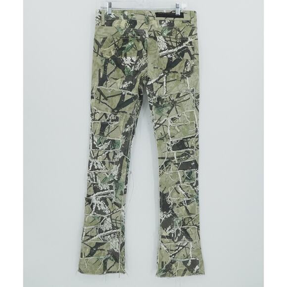 Rockstar Original Jeans Men 30x34 Brown Shake Tree Camo Stacked Flare Streetwear - Picture 2 of 13